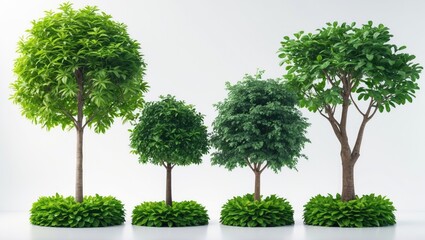 Aufkleber - Collection of high-quality trees against a white background, captured with a full-frame camera for a high-resolution image.