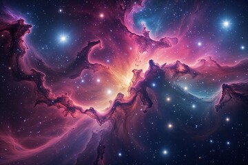 Wall Mural - stunning colorful nebula with twinkling stars and cosmic dust in a celestial landscape