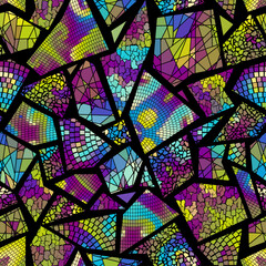 Poster - Bright abstract mosaic seamless pattern. Vector background. Endless texture. Ceramic tile fragments.