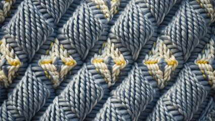 Poster - Cozy backdrop featuring a grey knitted texture with argyle pattern.