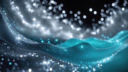 Poster - Background of abstract glitter lights. Silver, blue, and black. Out of focus.