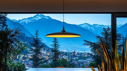 Poster - Mountain View Interior Design with Pendant Light