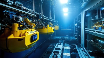 Poster - A high-tech deep-sea robotic production facility creating industrial components.