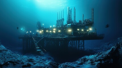 Poster - A high-tech deep-sea robotic production facility creating industrial components.