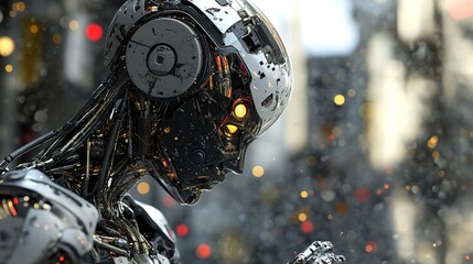 Poster - AI-driven bionic robots optimizing complex manufacturing processes.