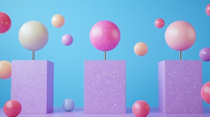 Poster - Pastel Spheres and Cubes Minimalist Abstract Background