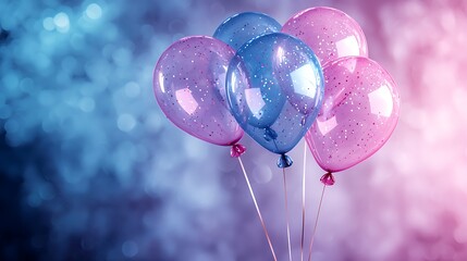 Poster - Pink and Blue Glitter Balloons Festive Background