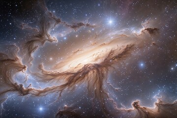 Wall Mural - Breathtaking Celestial Scene with Shimmering Silver Stars and Soft Pastel Nebulae in a Magical Galaxy