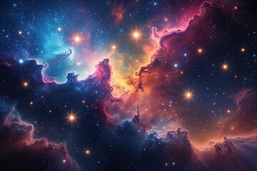 Wall Mural - vibrant cosmic background featuring colorful nebula and dazzling stars in space