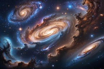 Wall Mural - stunning starry sky with twinkling galaxies and radiant cosmic nebulae in the universe
