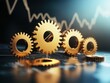 © TPS Studio - Gears positioned in a row with a backdrop of a rising graph, symbolizing industry and progress in a modern, dynamic context.