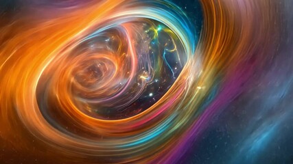 Poster - celestial vortex: a mesmerizing swirling vortex of cosmic energy, painted in vibrant hues of orange,