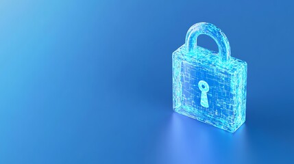 Poster - transparent digital padlock with glowing blue light against gradient blue background for security te