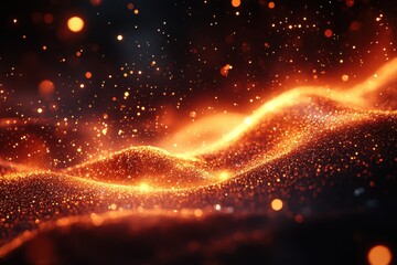 Poster - Mysterious glowing particles create a mesmerizing landscape of light and texture