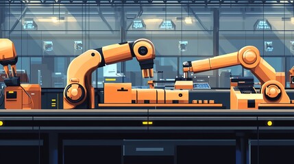 Poster - High-speed robotic sorting and packaging in an automated plant.