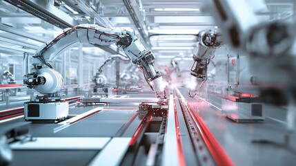 Poster - Precision metal cutting in a high-tech manufacturing plant.