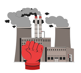 Aufkleber - industrial power and communist revolution 2d illustration concept. communism ideology. raised fist c