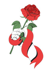 Aufkleber - symbol of social democracy and labor movement 2d illustration concept. worker solidarity. hand holdi