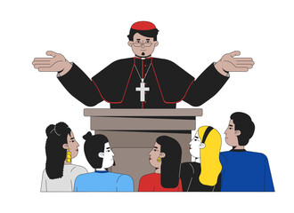 Poster - theocracy and religious governance 2d illustration concept. church power. clergyman podium. cardinal