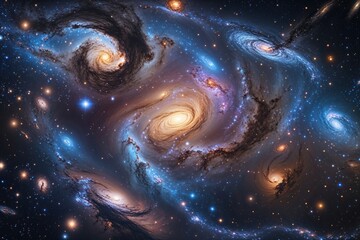 Wall Mural - stunning starfield with swirling galaxies and bright cosmic clouds in the universe
