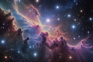 Wall Mural - Stunning Cosmic Wonder Colorful Nebula Surrounded by Bright Stars and Glowing Light