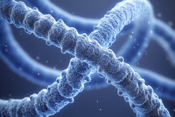 Poster - Complex structure of intertwined biomolecules showcasing intricate details under scientific observation
