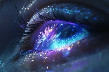 Aufkleber - Mystical cosmic eye reflecting galaxies and stars in vibrant colors during a night sky observation