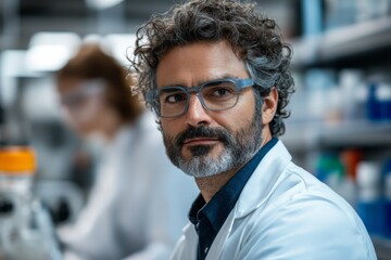 Aufkleber - Scientist working in laboratory with advanced equipment and focused expression during research activities
