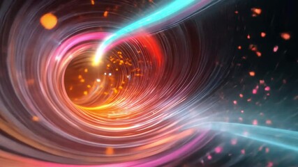 Poster - Wormhole of Light: A mesmerizing visualization of a wormhole or a portal, showcasing vibrant streams of light and colors swirling through a cosmic tunnel, suggesting travel through space and time.