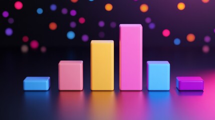 Poster - An engaging D bar graph illustrating market trends, with detailed textures on the bars and a gradient color scheme that enhances the visual impact of the data.