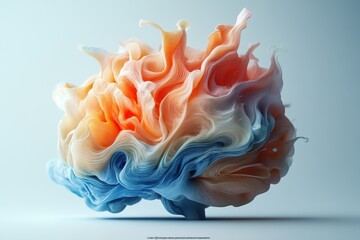 Poster - Vibrant abstract sculpture representing fluid dynamics in calming pastel hues at a creative art exhibition