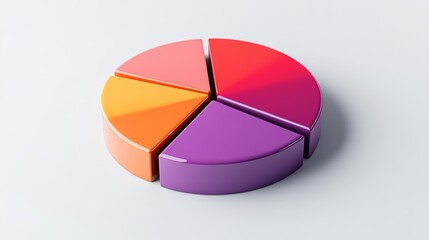 Aufkleber - A clean and minimalist D pie chart showcasing statistical data, with a soft shadow effect and evenly distributed segments that highlight key financial insights.