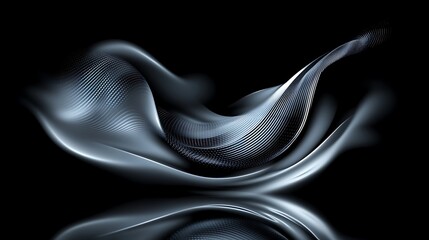 Aufkleber - Elegant silver fluid abstract with intricate textures on a deep black backdrop showcasing reflective surfaces