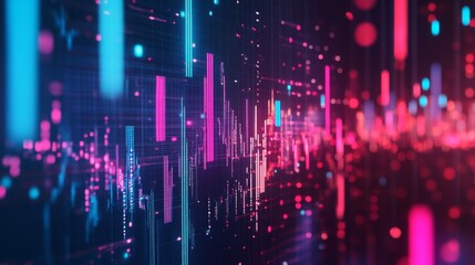 Poster - A futuristic financial graph showcasing investment trends, with glowing data points and smooth animations, representing innovation in business analytics.