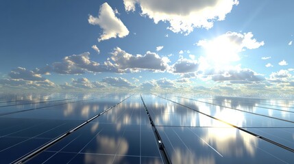 Large-scale Solar Farm with Mirrored Reflections