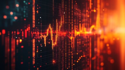 Poster - A high-contrast financial graph featuring animated data points and lines, representing real-time business analysis, against a clean and minimalist background.