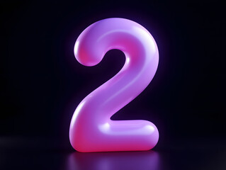 Poster - 3d rendering number font 2, countdown concept with number 2
