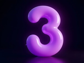 Poster - 3d rendering number font 3, countdown concept with number 3