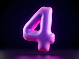 Poster - 3d rendering number font 4, countdown concept of number 4