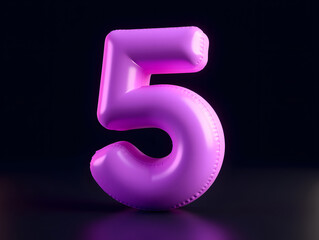 Poster - 3d rendering number font 5, countdown concept of number 5