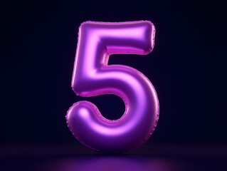 Poster - 3d rendering number font 5, countdown concept of number 5