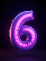 Poster - 3d rendering number font 6, countdown concept of number 6