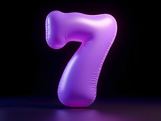 Poster - 3d rendering number font 7, countdown concept of number 7
