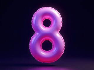 Poster - 3d rendering number font 8, countdown concept of number 8