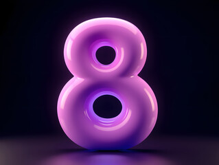 Poster - 3d rendering number font 8, countdown concept of number 8
