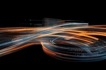 Poster - Abstract light trails create dynamic patterns against a dark background