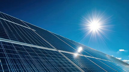 Solar Panels Under Clear Blue Sky on a Sunny Day