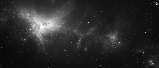 Wall Mural - ethereal monochrome cosmic vista of distant nebula and stardust in the vast expanse of the universe