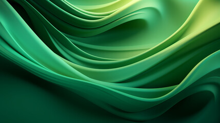 Wall Mural - Green volume waves abstract background, nature eco wallpaper or presentation backdrop, abstract