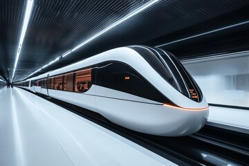 Aufkleber - Futuristic metro train arriving at the station during daytime, offering fast and convenient transport